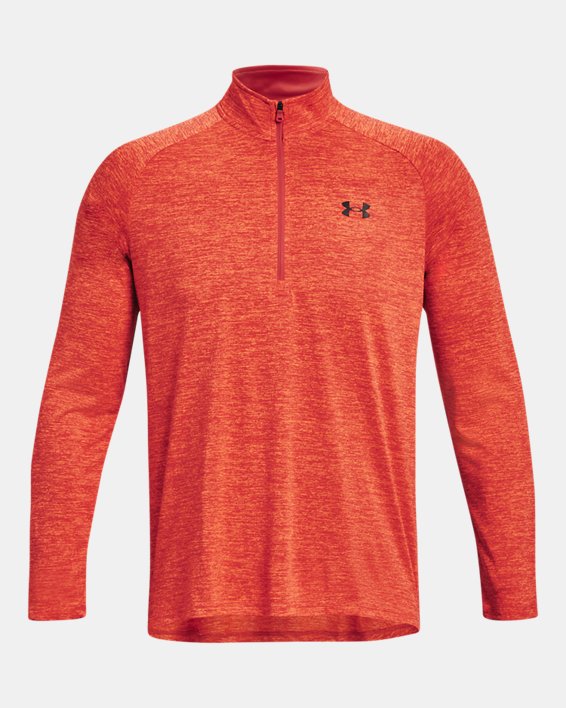 Herren UA Tech™ Shirt mit ½-Zip, langärmlig, Orange, pdpMainDesktop image number 4
